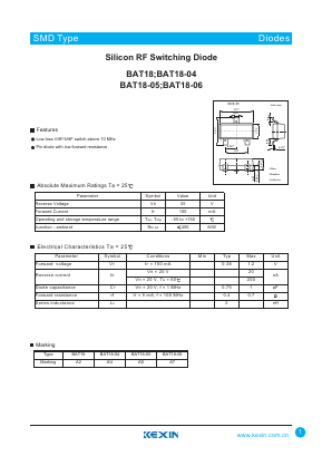 BAT18-04 Datasheet PDF KEXIN Industrial