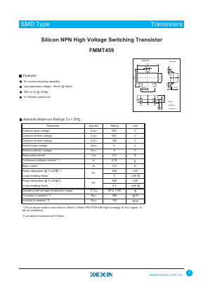 FMMT459 Datasheet PDF KEXIN Industrial