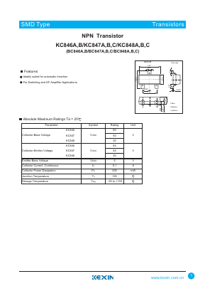 BC846B Datasheet PDF KEXIN Industrial