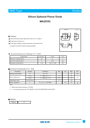 MA2ZV02 Datasheet PDF KEXIN Industrial