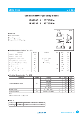 1PS70SB14 Datasheet PDF KEXIN Industrial