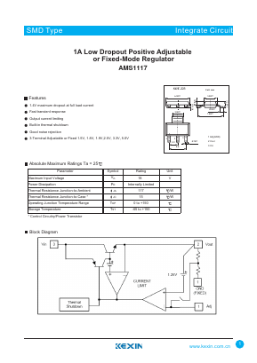 AMS1117 Datasheet PDF KEXIN Industrial