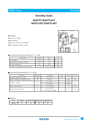 BAS70T Datasheet PDF KEXIN Industrial