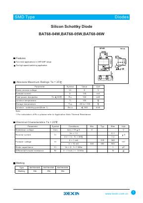 BAT68-05W Datasheet PDF KEXIN Industrial