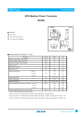 BC868-25 Datasheet PDF KEXIN Industrial