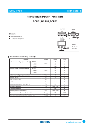 BCP52 Datasheet PDF KEXIN Industrial