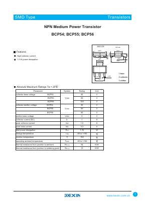 BCP56-16 Datasheet PDF KEXIN Industrial