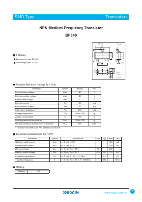 BF840 Datasheet PDF KEXIN Industrial