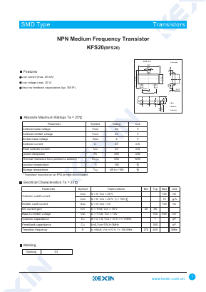 BFS20 Datasheet PDF KEXIN Industrial