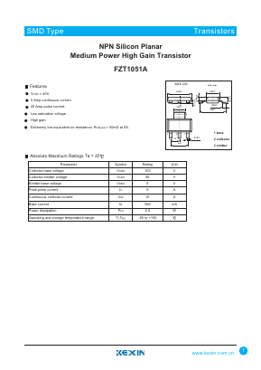 FZT1051A Datasheet PDF KEXIN Industrial