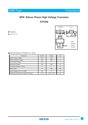 FZT458 Datasheet PDF KEXIN Industrial