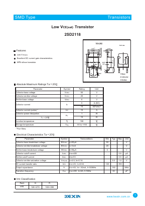 2SD2118 Datasheet PDF KEXIN Industrial