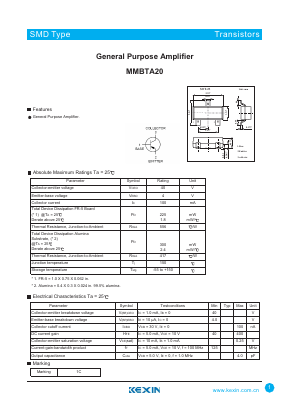 MMBTA20 Datasheet PDF KEXIN Industrial