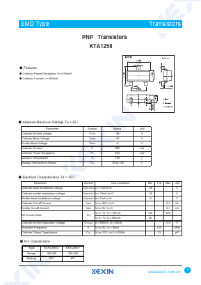 KTA1298-Y Datasheet PDF KEXIN Industrial