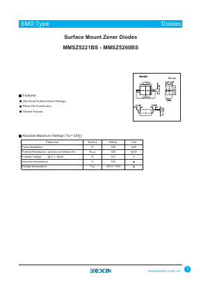 MMSZ5260BS Datasheet PDF KEXIN Industrial