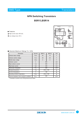 BSR13 Datasheet PDF KEXIN Industrial