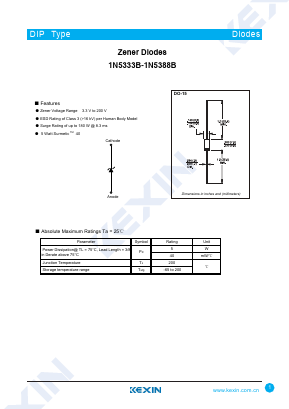 1N5348B Datasheet PDF KEXIN Industrial