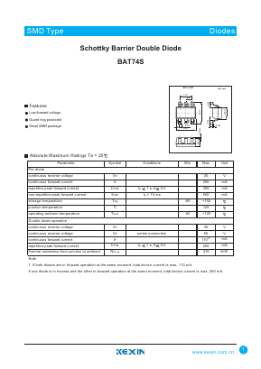 BAT74S Datasheet PDF KEXIN Industrial