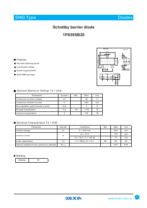 1PS59SB20 Datasheet PDF KEXIN Industrial