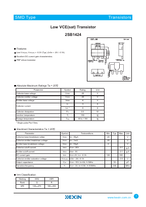 2SB1424 Datasheet PDF KEXIN Industrial