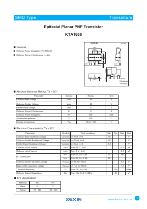 KTA1666 Datasheet PDF KEXIN Industrial