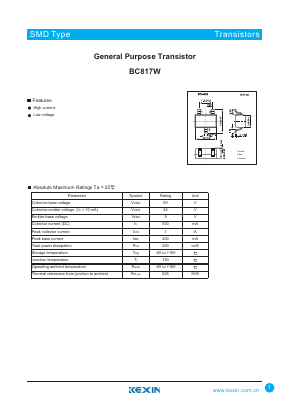 BC817W Datasheet PDF KEXIN Industrial