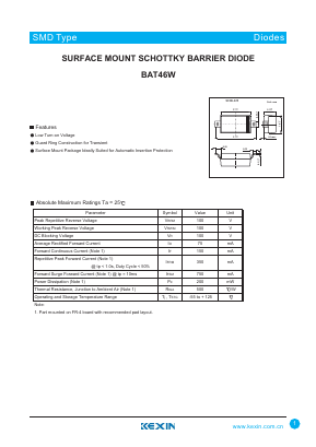 BAT46W Datasheet PDF KEXIN Industrial