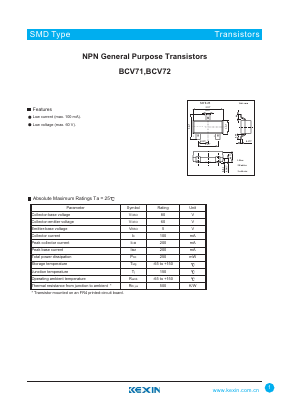 BCV71 Datasheet PDF KEXIN Industrial