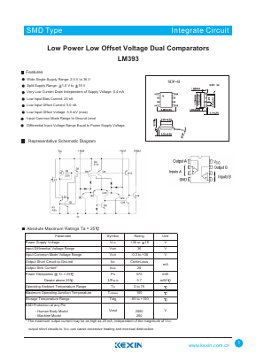 LM393 Datasheet PDF KEXIN Industrial
