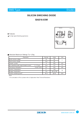 BAS16-03W Datasheet PDF KEXIN Industrial