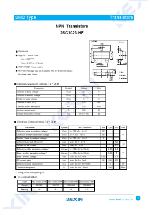 2SC1623-HF Datasheet PDF KEXIN Industrial