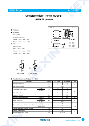 AO4624 Datasheet PDF KEXIN Industrial