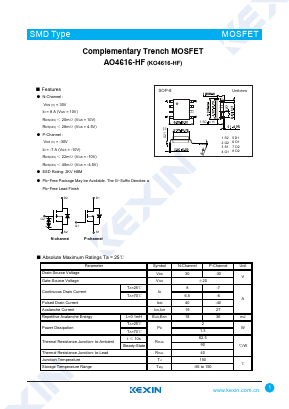 AO4616-HF Datasheet PDF KEXIN Industrial