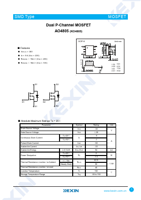 AO4805 Datasheet PDF KEXIN Industrial