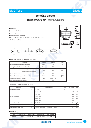 BAT54C-HF Datasheet PDF KEXIN Industrial