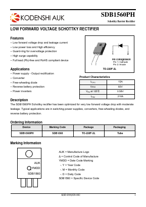 SDB1560PH-1 Datasheet PDF Kodenshi Auk Co., LTD