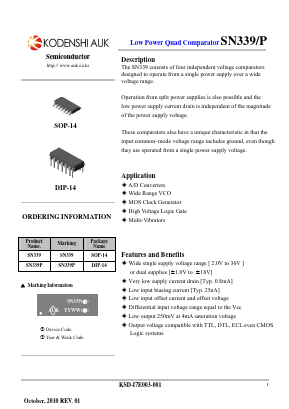 SN339 Datasheet PDF Kodenshi Auk Co., LTD
