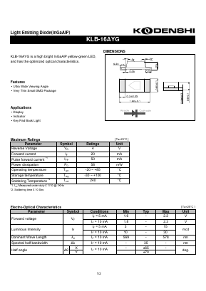 KLB-16AYG Datasheet PDF Kodenshi Auk Co., LTD