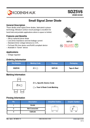 SDZ5V6 Datasheet PDF Kodenshi Auk Co., LTD