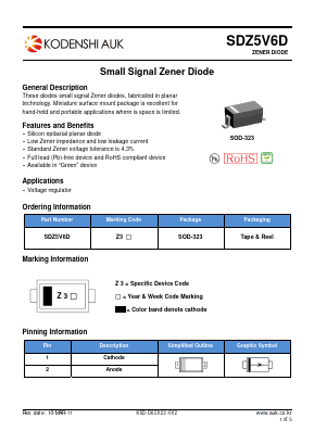 SDZ5V6D Datasheet PDF Kodenshi Auk Co., LTD