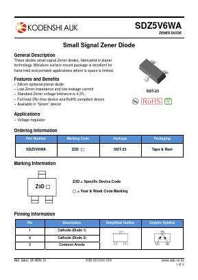 SDZ5V6WA Datasheet PDF Kodenshi Auk Co., LTD