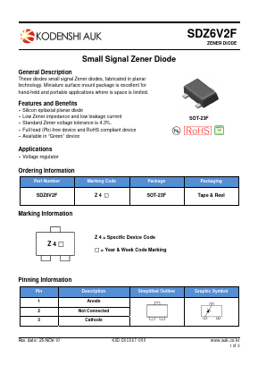SDZ6V2F Datasheet PDF Kodenshi Auk Co., LTD
