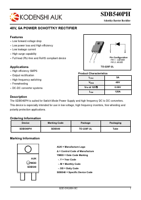 SDB540PH-1 Datasheet PDF Kodenshi Auk Co., LTD