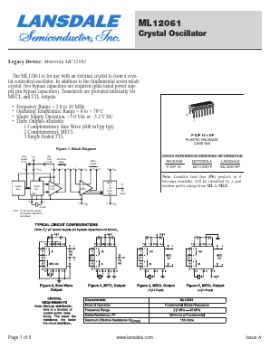 ML12061EP Datasheet PDF LANSDALE Semiconductor Inc.