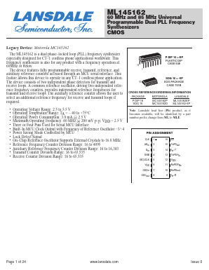 ML145162EP Datasheet PDF LANSDALE Semiconductor Inc.