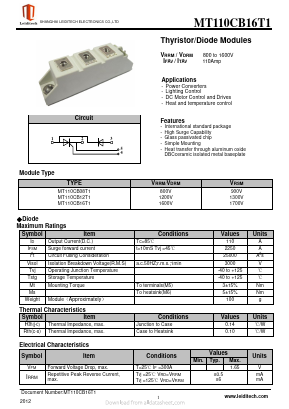 MT110CB16T1 Datasheet PDF Shanghai Leiditech Electronic Technology Co., Ltd