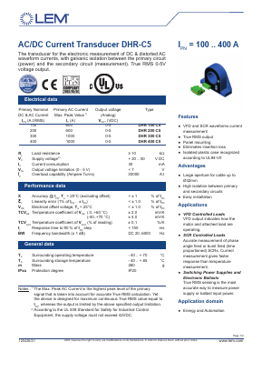 DHR-C5 Datasheet PDF LEM Industrial