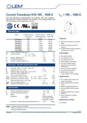 HTA500-S Datasheet PDF LEM Industrial