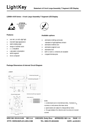 LD80011B Datasheet PDF LightKey Optoelectronics Ltd.