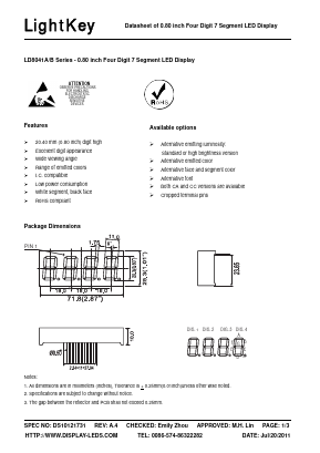 LD8041AO Datasheet PDF LightKey Optoelectronics Ltd.